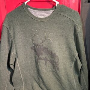 Eddie Bauer Olive Crewneck Sweater with Elk Graphic